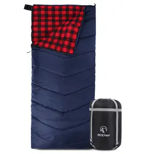 Cotton Flannel Sleeping Bag for Camping & Backpacking Adults Cold Weather Envelope with 2/3/4/6lbs Filling Ripstop 210T Polyester Shell Soft Flannel Lining