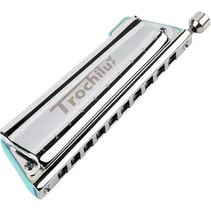 Trochilus 10 Holes Chromatic Harmonica Key of  Armonica Chromonica Valveless Harp with Case for Adults Professionals Beginners  Teachers and Students  (Blues/Ritcher Tuning Key of )