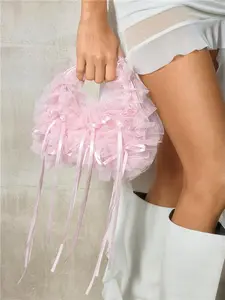 Women's Shoulder Bag, Hobo Bag, Bowknot, Lace, Ribbon, Pink, Fashionable, Personalized, Simple, Versatile, Street, Sweet And Cool Girls