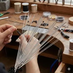 Stainless Steel Beading Needle for Jewelry Making: Large Eye Big Hole Hand Sewing Tool, Durable Rustproof Unbreakable Craft Supplies, Works with Fine or Thick Threads, Easy Threading DIY Accessory