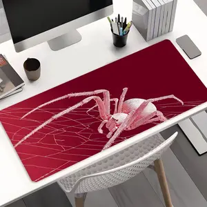 Red Spider Gothic Desk Mat XXL, Large Gaming Mouse Pad with Anti-Slip Base, Dark Edgy Spider Art Style Desk Pad for Office & Gaming, Cool Aesthetic Desk Mat for Gamers, Great Gift