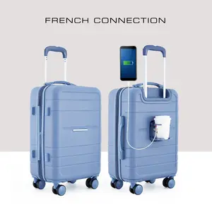[French Connection] 22" St. Martin Carry-On Luggage with Cup Holder/USB Ports