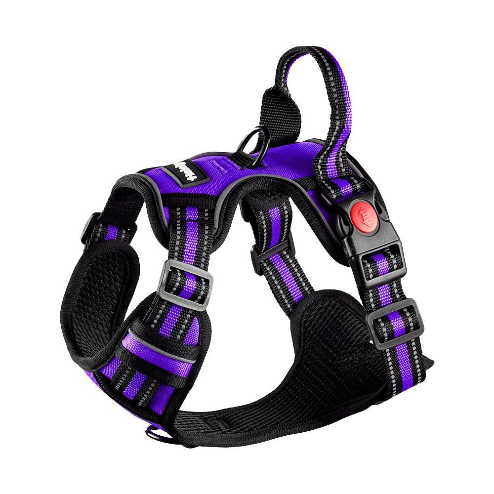 HELETY 3-Piece No-Pull Dog Harness Set with Leash and Waste Bag Holder, Adjustable Reflective Vest, S–XL