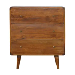 Curved Chestnut Chest - 4-Drawer Storage Unit