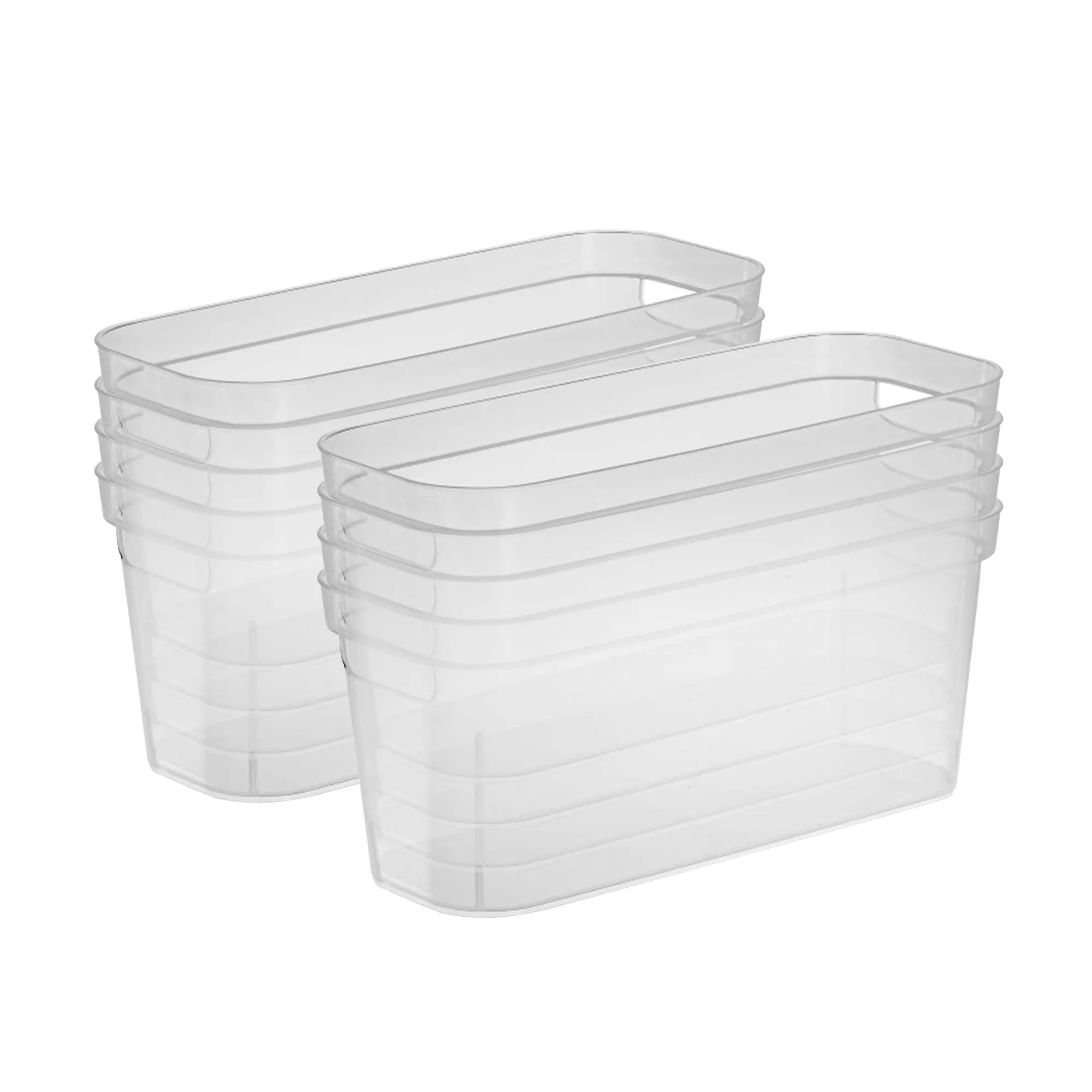 Sterilite 6.25x6.25x15 In Narrow Storage Bin with Carry Handles, Clear (8 Pack)