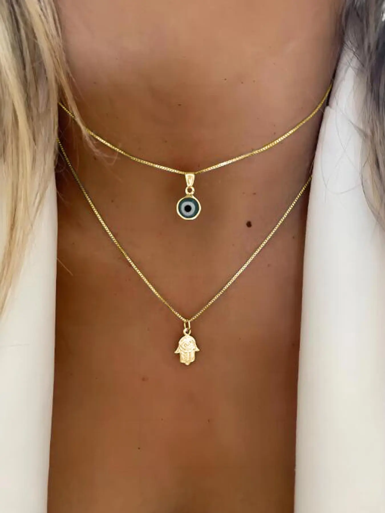 Fashion Eye Charm Pendant Layered Stacking Necklace for Women & Men, Fashion Jewelry for Party, Daily Clothing Decor, Trendy All-match & Exquisite Jewelry for Birthday Gift