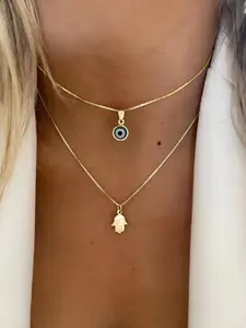 Fashion Eye Charm Pendant Layered Stacking Necklace for Women & Men, Fashion Jewelry for Party, Daily Clothing Decor, Trendy All-match & Exquisite Jewelry for Birthday Gift