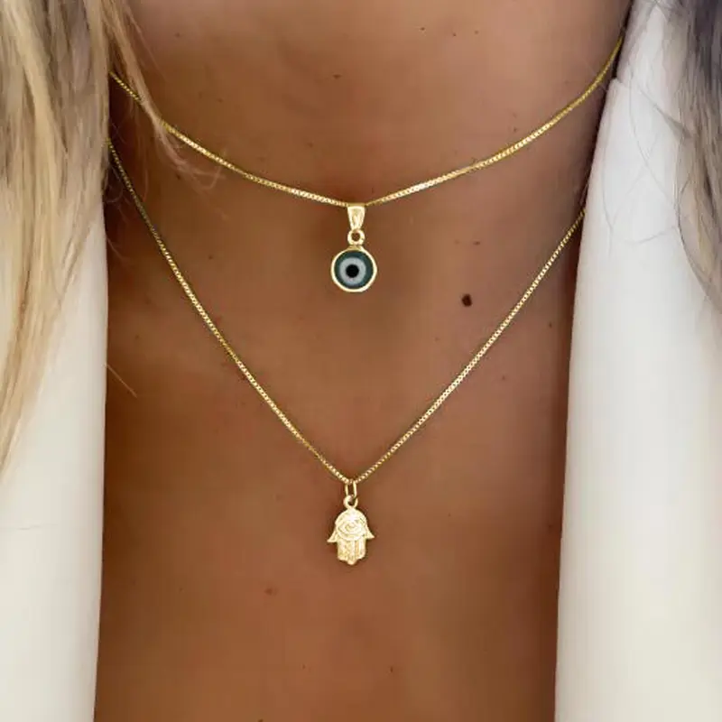 Fashion Eye Charm Pendant Layered Stackable Necklace for Women & Men, Fashion Jewelry for Party, Daily Clothing Decor, Trendy All-match & Exquisite Jewelry for Birthday Gift
