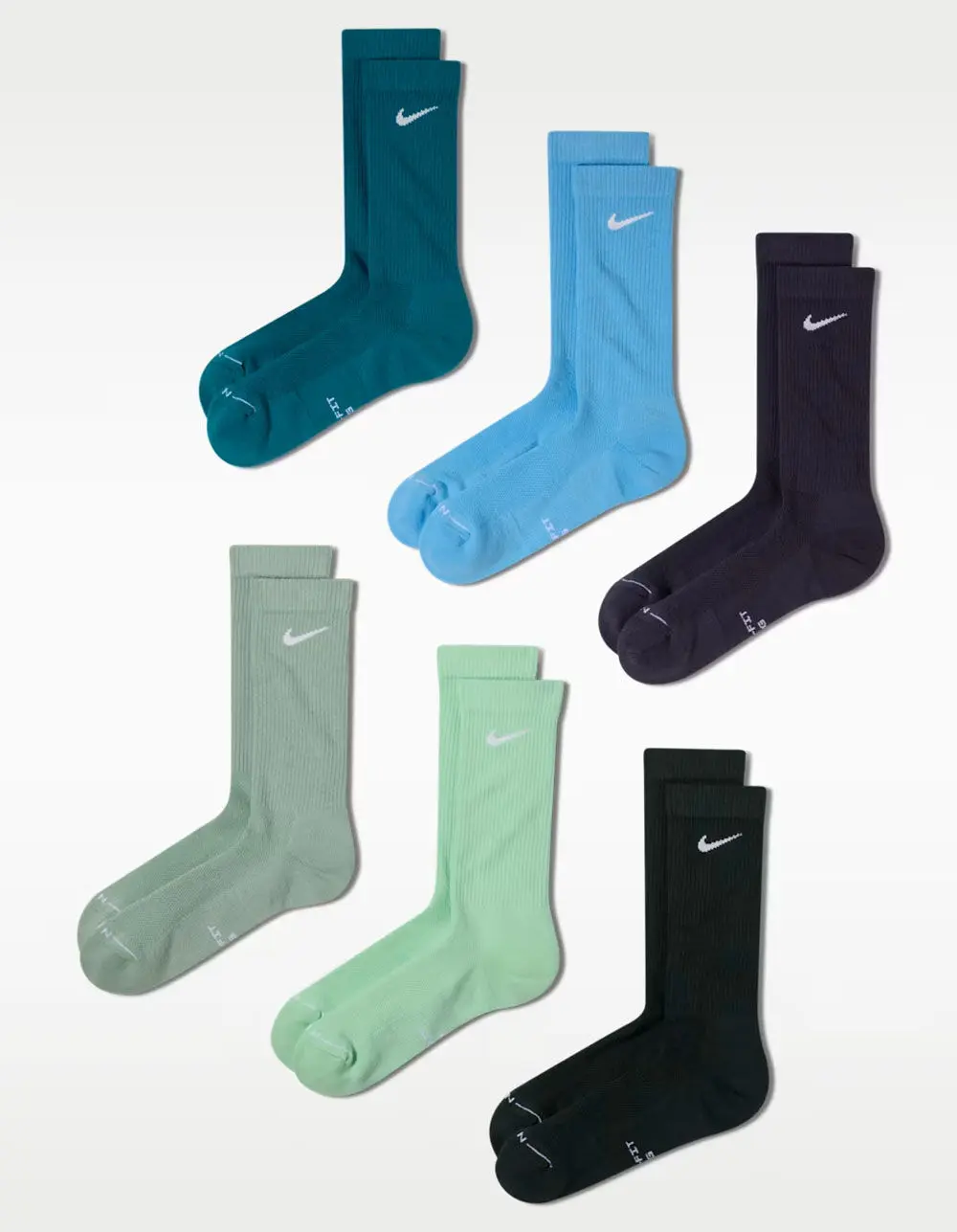 NIKE  Mens Everyday Elevated 6 Pack Crew Socks