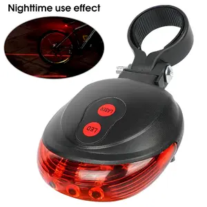 Oval-shaped, with 5 Red Lights and 7-speed + 3-speed Red Laser Parallel Lines As The Tail Lights Rear Bike Light (excluding 2*AAA). Essential for Outdoor Cycling, Suitable for Mountain Bikes and Road Bikes.