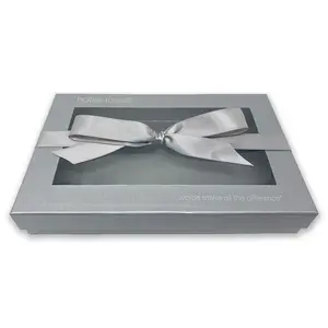 silver gift box with ribbon (socks sold separately)  - holds up to 3 pairs