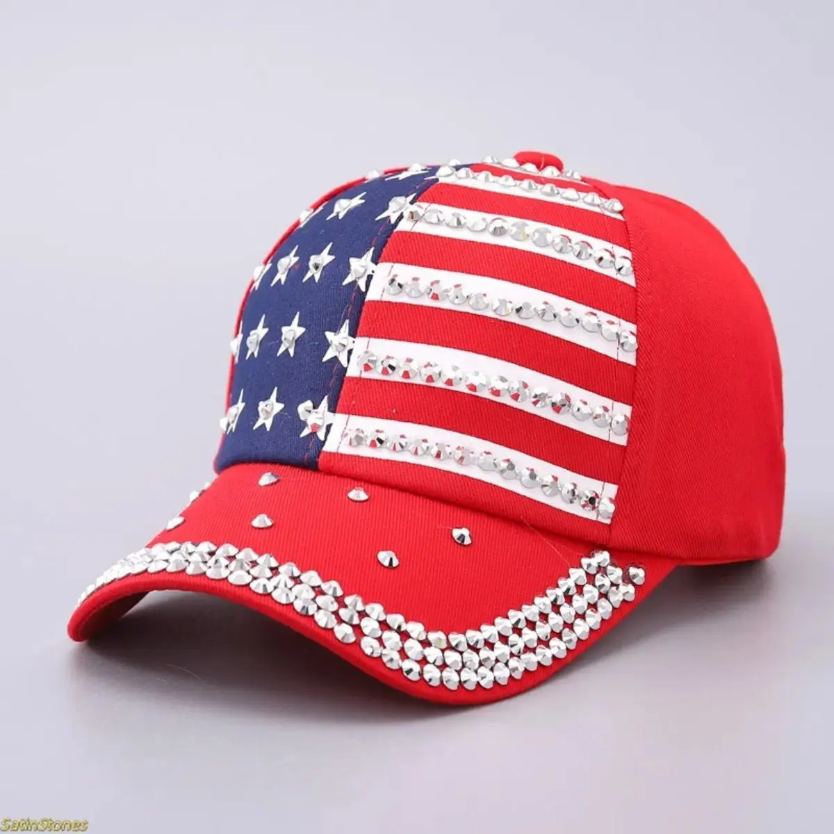 American Flag Rhinestone Curved Brim Baseball Cap - Street Style Cap for Clothes Accessories Fashion Enthusiasts, Casual Hat, Christmas, Funky, Anniversary, Engagement, Glitter, Glamorous American Flag Rhinestone Curved Brim Baseball Cap - Street Style Cap for Clothes Accessories Fashion Enthusiasts, Casual Hat, Christmas, Funky, Anniversary, Engagement, Glitter, Glamorous