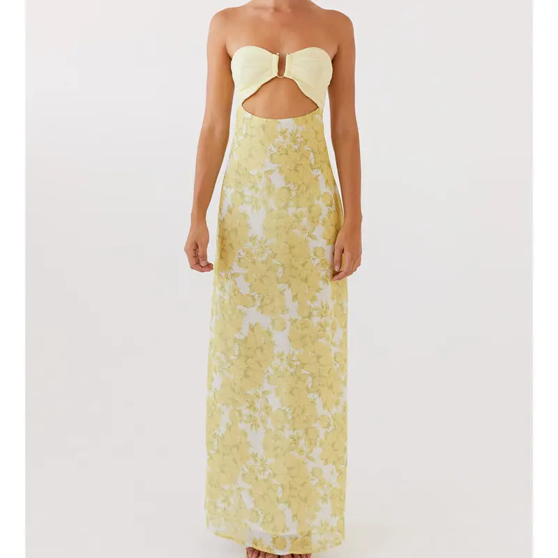 Maxi Tube Dress for Women Y2K Strapless Long Dress Fashion Floral Maxi Dress Strapless Dress for Women