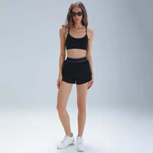 Women's 2-Piece Athletic Set, Racerback Supportive Bra + High Waist Athletic Shorts, Quick Dry All Seasons Gym Yoga Outfit