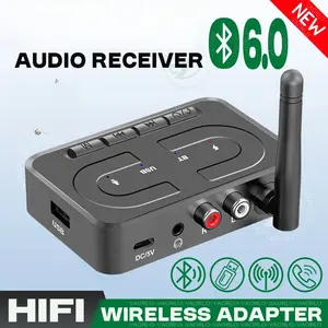 6.0 Audio Receiver 3.5mm AUX RCA With Mic HIFI Stereo Wireless Adapter Support USB U-Disk For Car Speaker Amp