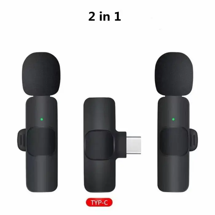 Wireless Lavalier Microphone for iPhone & Android, 2-in-1 USB-C Mini Mic, Plug & Play Clip-On Mic for Video Recording, Vlogging, TikTok
