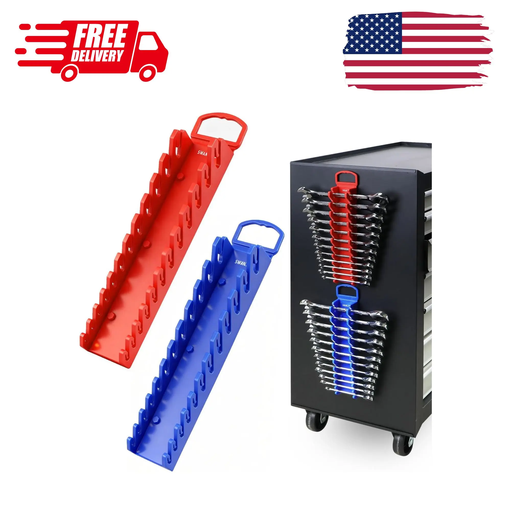 2-Piece Magnetic Wrench Organizer Toolbox Holder