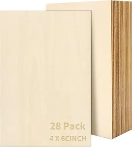 28 PCS Basswood Sheets - 4 x 6 x 1/16 Inch Thin Unfinished Craft Wood Pieces for DIY Projects, Model Making, Drawing, and Engraving