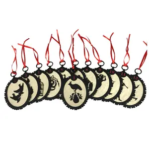 12 Days of Christmas Silhouette Ornaments with Red Ribbon