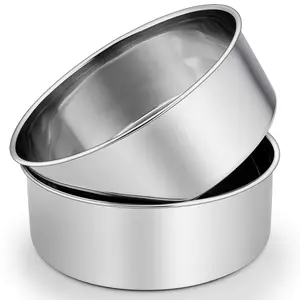 8 Inch Cake Pans Set, Round Baking Pan Stainless Steel Layer Birthday Wedding Cake Oven Pans, Non Toxic & Heavy Duty, Deep Side & Mirror Finish, Dishwasher Safe