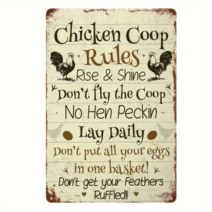 CHICKEN COOP Metal Tin Sign  - Vintage Plaque Decor - Water-proof & Dust-proof - For Home, Restaurant, Bar, Cafe, Garage Decor - Perfect Gift for Housewarming & Collectors Decoration Signage