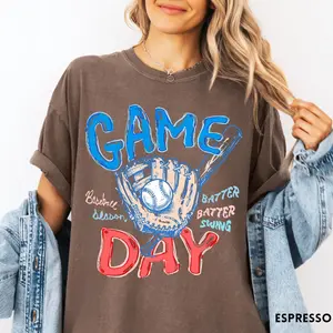 Baseball Game Day Comfort Colors T-Shirt, Gameday Doodle Baseball Tee, Trendy Women's Baseball Shirt, Sports Mom Shirt, Game Day Tee