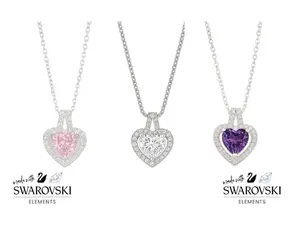 Genuine Crystal Heart Necklaces - 3 Colors to Choose From