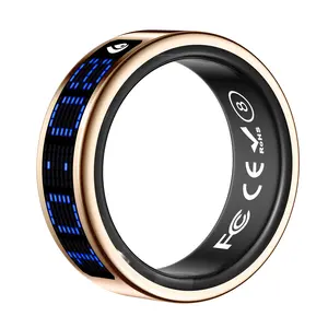 High-End Waterproof Smart Ring Wearable Device - Stylish with LED Display, Time & Caller ID Show, Health Monitoring & Data Tracking, Android & iOS Compatible with Free App