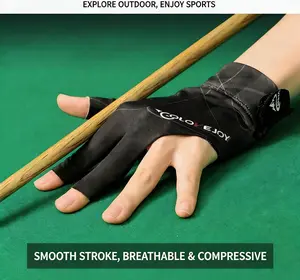 Professional 3-Finger Billiards Snooker Glove, Unisex Breathable Non-Slip Glove for Smooth Cue Gliding, Available in Black, Gray, Blue