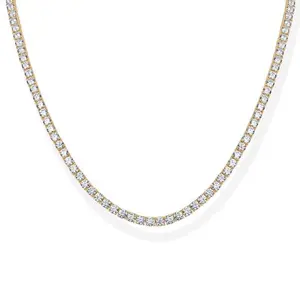 [ICE HUE]14K Gold Vacuum Plated Copper with 5A+ Sri Lanka Zircon Simulated Diamond Tennis Necklace Miami Italy Mexico & Micro Inspired for Women & Men Luxury Jewelry,Daily Wear,Casual Fashion,Gift Idea,,Classic,Hip Hop,Simple,Sporty Style