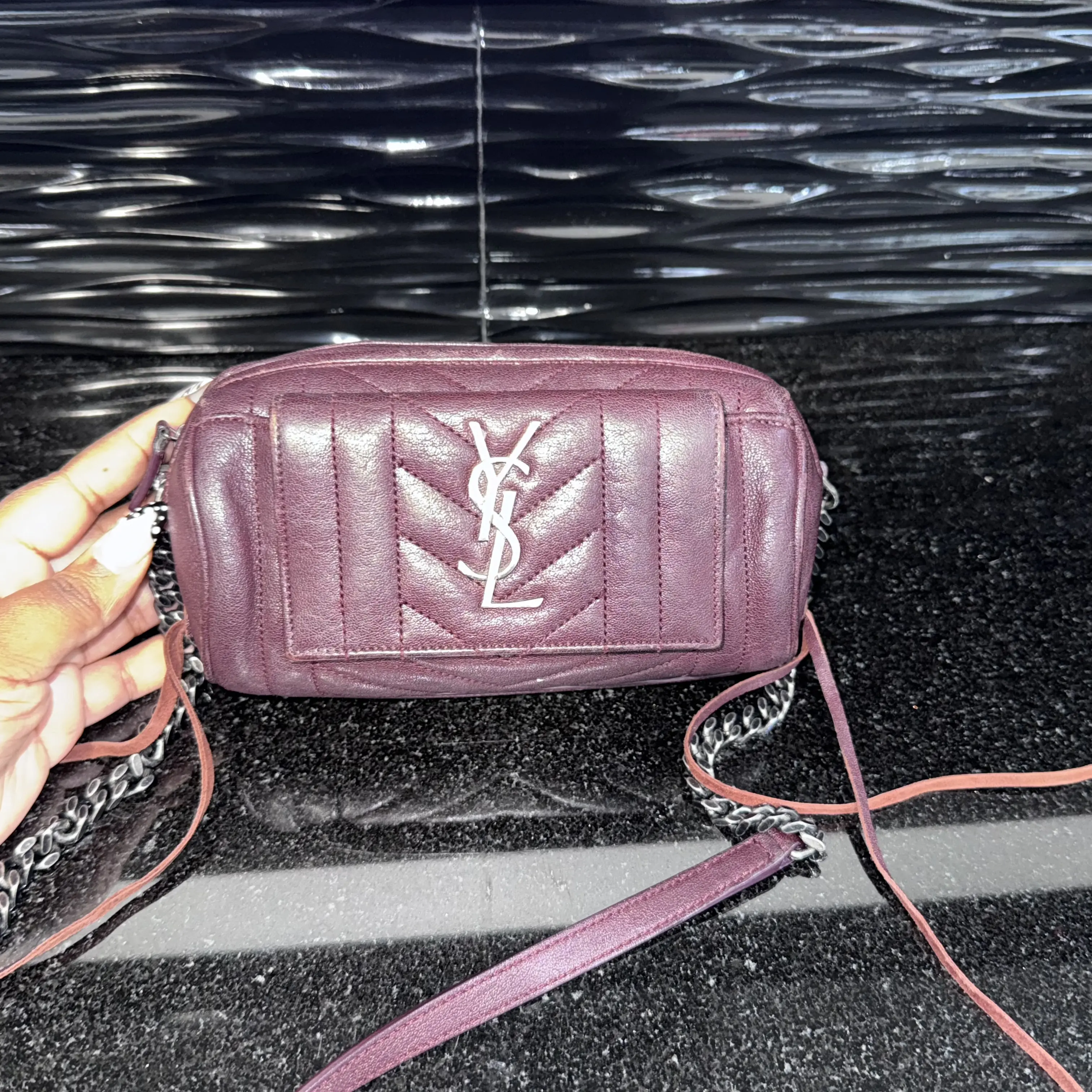 Pre-owned Yves Saint Laurent Smooth leather Crossbody Bags YSL Saint Laurent Monogram East West Rider Bag