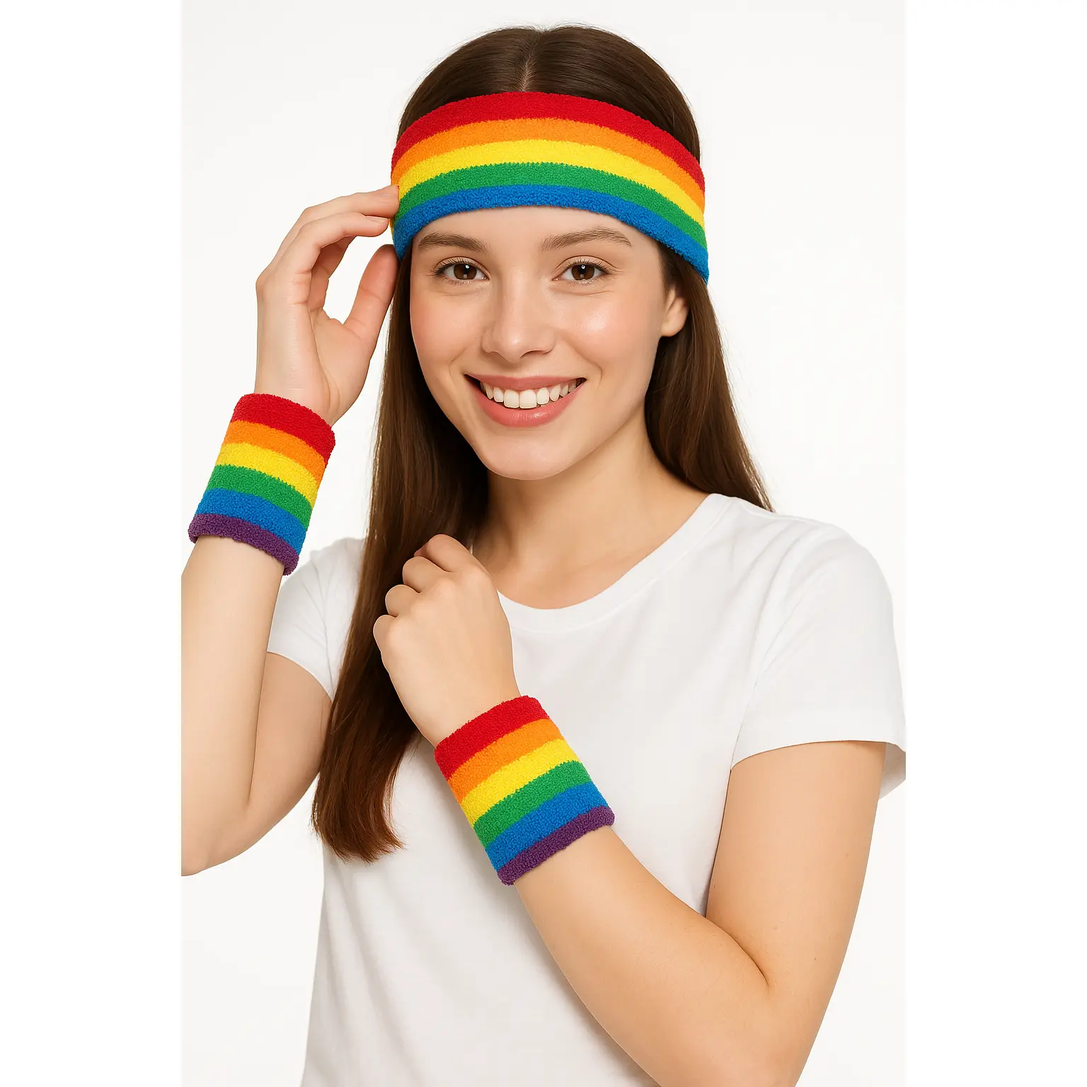 Rainbow Headband & Wristband Set for Pride