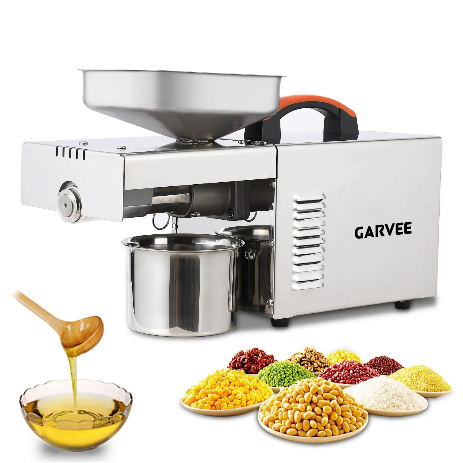 GARVEE 900W Oil Press Machine, Automatic Cold& Hot Electric Oil Press Extractor, 340 Food Stainless Steel, Ideal for Pressing Peanut, Sesame Seeds, Walnut, Almond, Pumpkin, Rapeseed