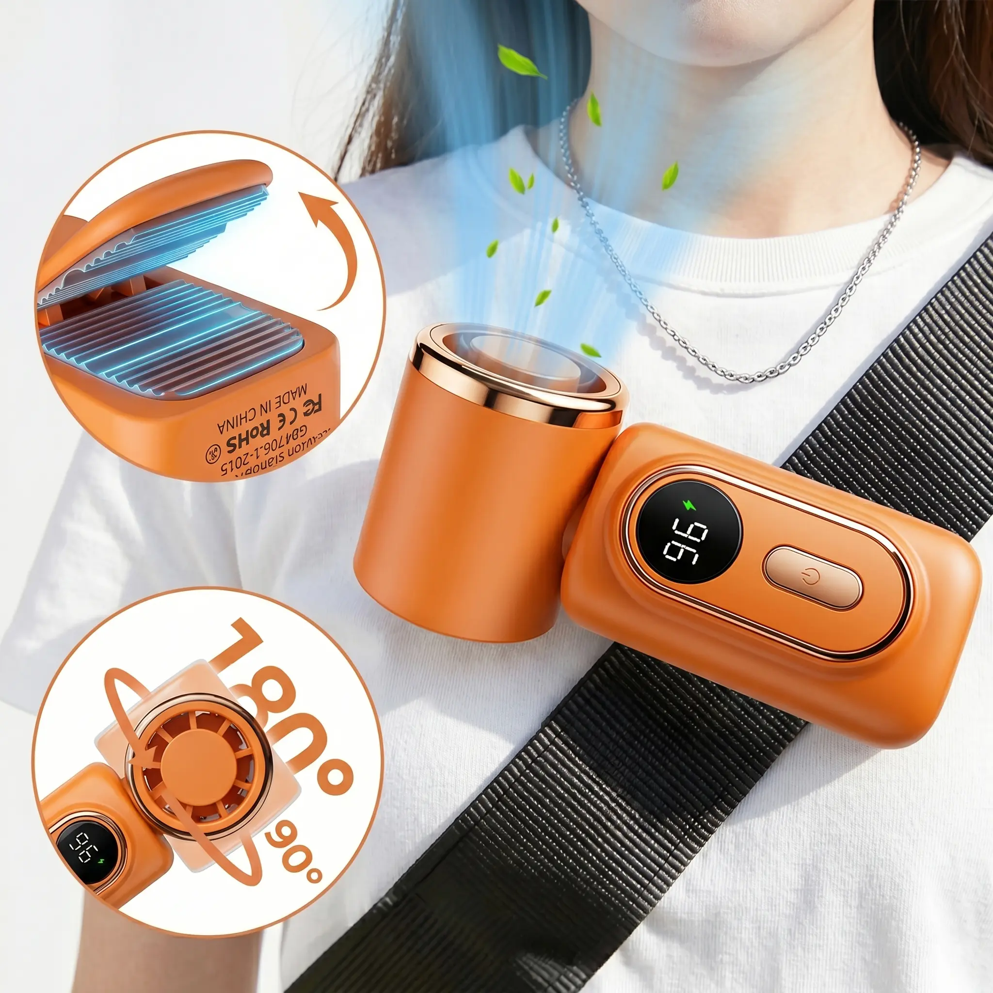 Mini Portable Handheld Clip Fan 3-in-1 Rechargeable 3000mAh Battery, 5 Speeds, 180° Adjustable Airflow, USB Cooling, Perfect for Travel, Office, and Personal Use - Protection