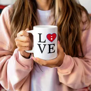 Lilmonal I Love Nepal Coffee Mug with Heart Design Ceramic Cup - Sturdy Reusable Washable for Coffee Tea Hot Beverages