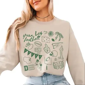 Green Bay Football Icons Sweatshirt Hoodie T-Shirt | Packers Fan Game Day Shirt | Gildan 5000 Tee, 18000 Crewneck, 18500 Hoodie | Lambeau Field Gift for Wisconsin Sports Lovers