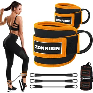 Ankle Resistance Bands with Cuffs - Glute Workouts: Kickbacks, Leg Extensions, Hip Abductors