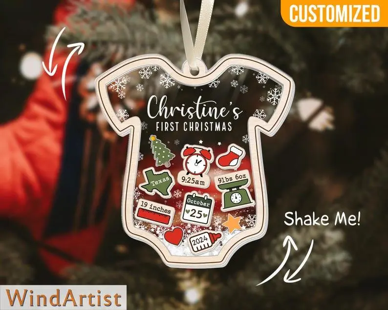 Personalized Baby First Christmas Ornament Shake 2025, Baby's First Christmas, New Born Gift, 4D Shake Babies Ornament, Baby 1st Christmas.