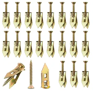 40Pcs Self Drilling Drywall Anchors and Screws Kit - Zinc Plated Steel Wall Anchors for Drywall Heavy Duty, No Drill Or Holes in Wall, for TV, Shelf Straps, Cabinets (20PCS Screws and 20PCS Anchors)