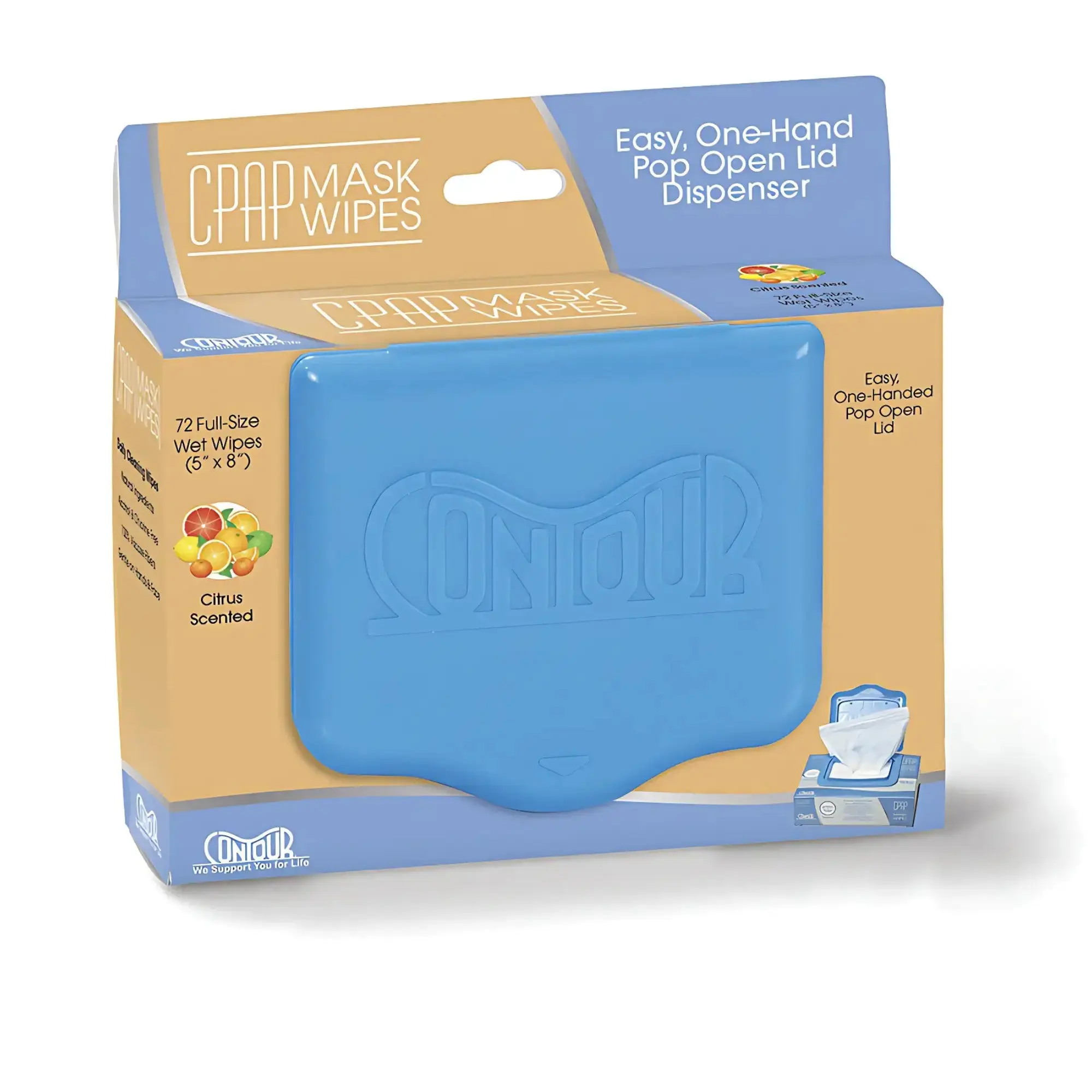 Cotton & Natural Coconut Viscose Contour CPAP Mask Cleaning Wipes, Alcohol-Free, for Quick Cleaning & Residue Removal