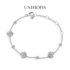 UniMoiss 3.5ct Four Leaf Clover Cluster Adjustable Bracelet Moissanite Bracelet Moissanite Jewelry Engagement Wedding Anniversary Perfect Gifts