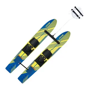 fathersdaygift VEVOR 46 Water Skis, Kids Water Ski Trainers with X-7 Adjustable Bindings, Double-Handle Rope Removable Stabilizing Bar, Training Waterskis Combo for Kids Youth Up to 300 lbs