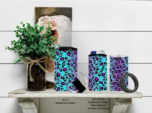 Glitter Leopard Ombre Skinny or 4 in 1 Koozie Can Cooler