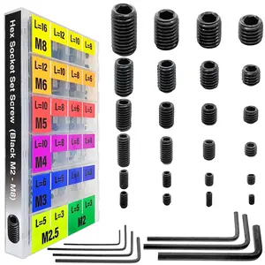 707 count Internal Hex Drive Cup-Point Assorted Set Screw Assortment Kit 24 Sizes Metric M2/M2.5/3/4/5/6/8 Stainless Steel Assorted Screw grub Screw 12.9 Class Alloy Steel Black Assortment