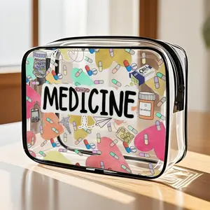 👜 Clear "Bag-In-Bag" System | Zippered Pouch for Purse Organization | "Emergency Snacks" Print, Travel Toiletry, Tech & Cable Storage