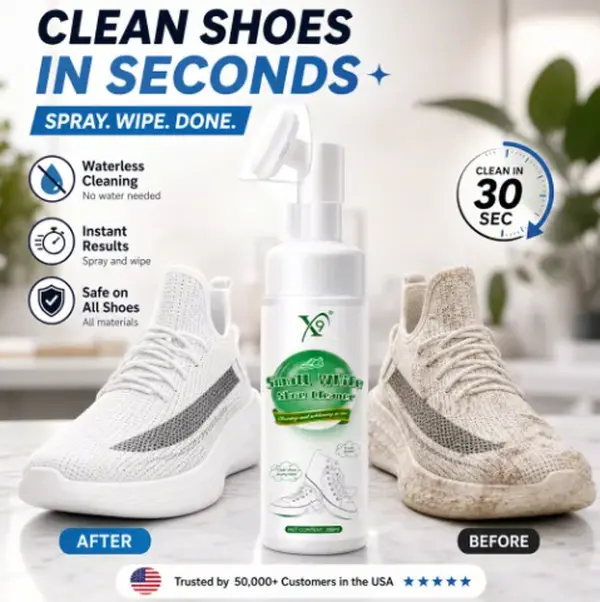 No-Water Foam Shoe Cleaner (Built-in Brush), White Shoe Cleaner, Multi-Purpose Leather Cleaner, Ideal for Sneaker Care, Suitable for Footwear, Full-Grain Leather & Rubber, Household Cleaner. summerwins