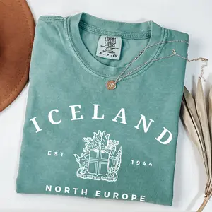 Comfort Colors Iceland Shirt, Vintage Apparel Women Clothing Vacation Trip Gift Flag