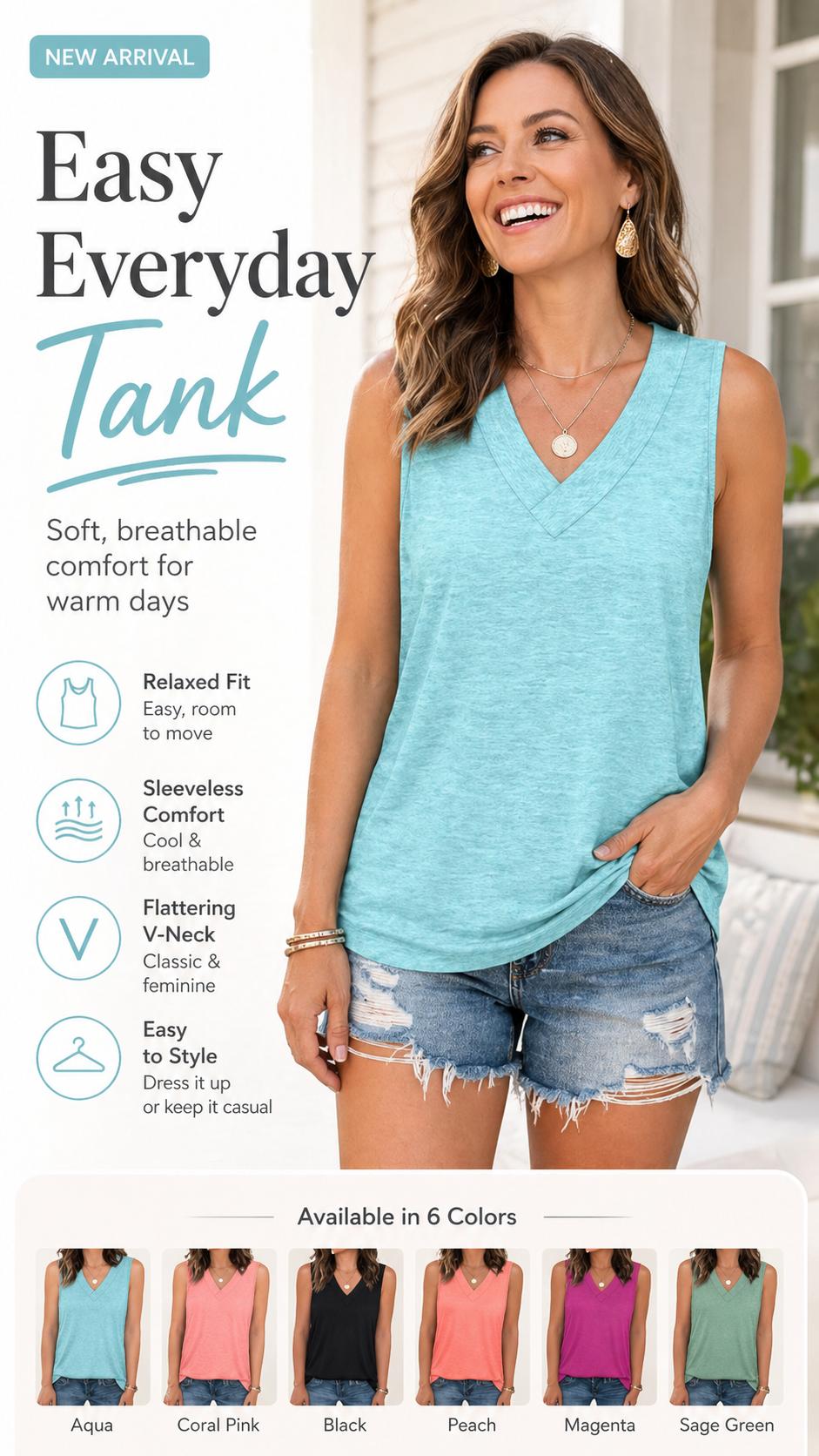 WIHOLL Tank Tops for Women Summer V Neck T Shirts Trendy Sleeveless Basic Tee Loose Fit 2025 Fashion WIHOLL Tank Tops for Women Summer V Neck T Shirts Trendy Sleeveless Basic Tee Loose Fit 2025 Fashion