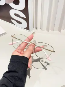 Metal Frame Blue Light Blocking Computer Glasses, Unisex Trendy Street Style Eyewear, Retro Artistic Design, Compatible with Prescription Lenses