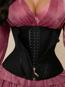1 Count Women's Waist Trainer Corset, Fajas, Colombianas Shapewear, Underwear, High Compression Front Zipper Closure Waist Cincher, Adjustable Hooks Support Breathable & Comfortable Core Sculpting Girdle, Ideal For Daily Wear, Work, Parties